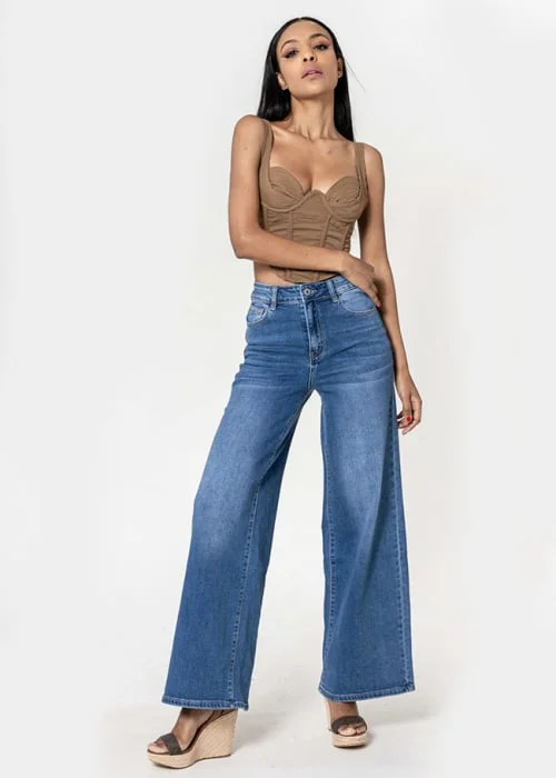 Blugi dama wide leg Nina Carter Albastru YY300-1 M10