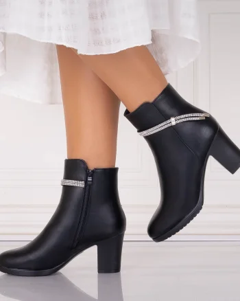 Botine Dama Imblanite Negre din Piele Ecologica Eniola