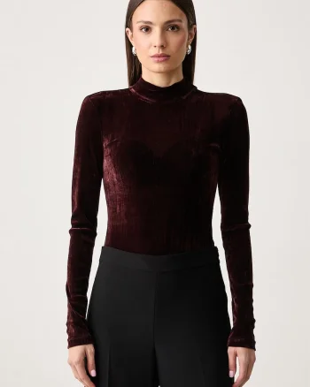 Bardot  body pentru femei din velur ROSALIA