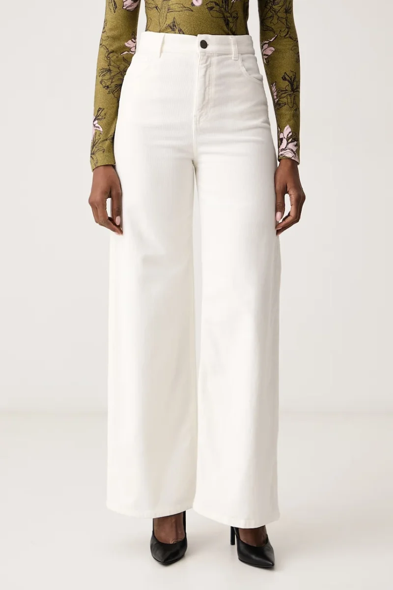 Twinset  pantaloni wide leg pentru femei din bumbac cu elastan
