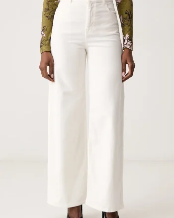 Twinset  pantaloni wide leg pentru femei din bumbac cu elastan