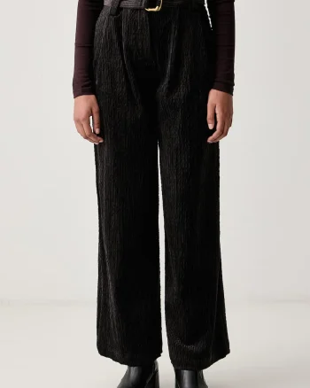 Sessun  pantaloni wide leg pentru femei din catifea reiată RIVEL