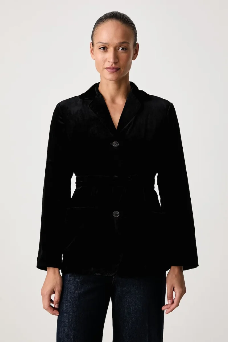 Weekend Max Mara  sacou cu un singur rând de nasturi pentru femei din velur WKIRECENTE