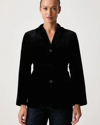 Weekend Max Mara  sacou cu un singur rând de nasturi pentru femei din velur WKIRECENTE